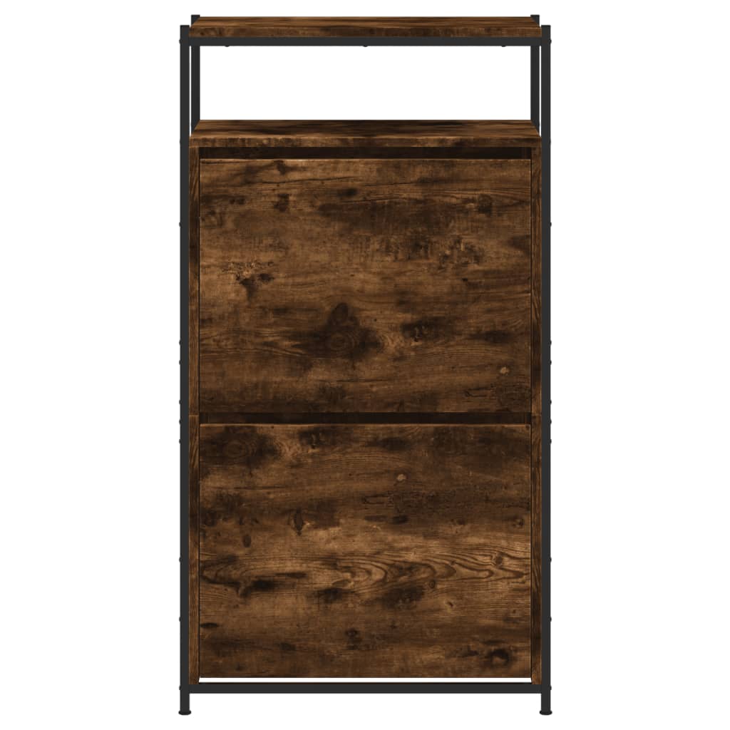 vidaXL Παπουτσοθήκη Καπνιστή Δρυς 60x34x112 εκ. από Επεξεργ. Ξύλο