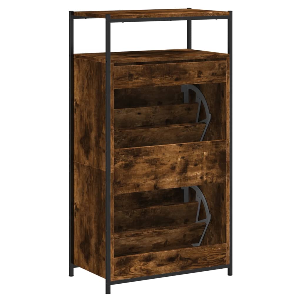 vidaXL Παπουτσοθήκη Καπνιστή Δρυς 60x34x112 εκ. από Επεξεργ. Ξύλο