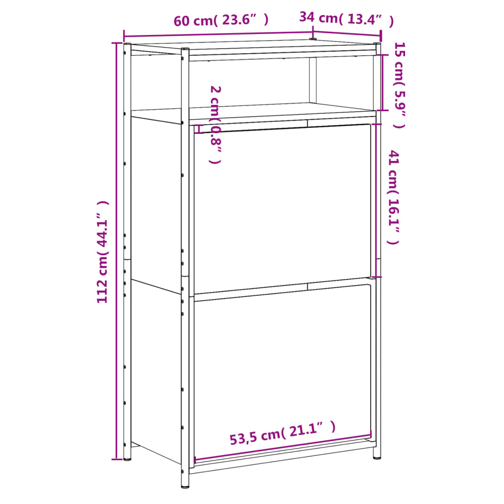 vidaXL Παπουτσοθήκη Γκρι Sonoma 60x34x112 εκ. από Επεξεργ. Ξύλο