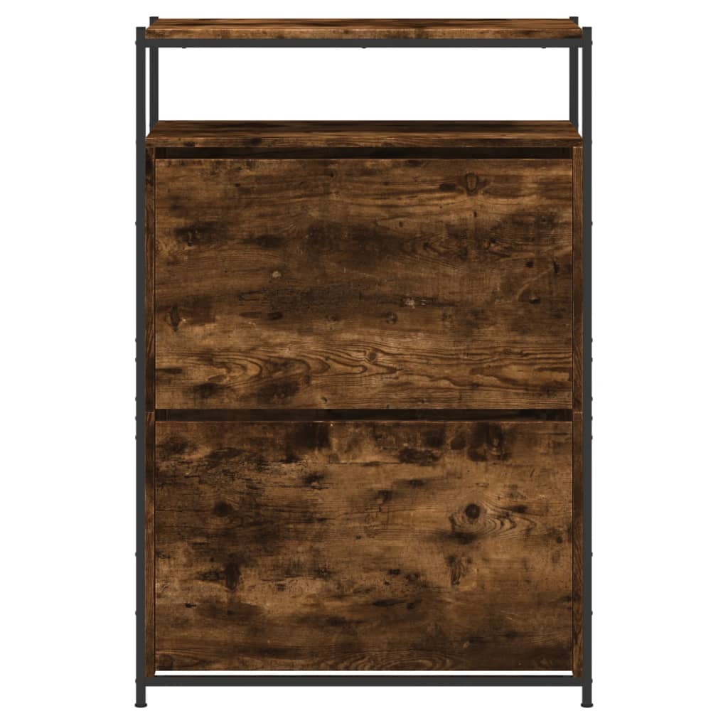 vidaXL Παπουτσοθήκη Καπνιστή Δρυς 75x34x112 εκ. από Επεξεργ. Ξύλο