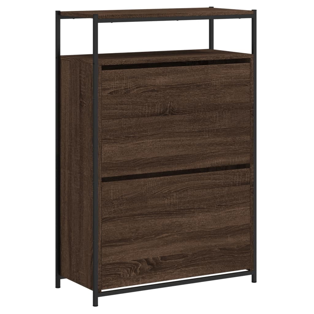vidaXL Παπουτσοθήκη Καφέ Δρυς 75x34x112 εκ. από Επεξεργασμένο Ξύλο