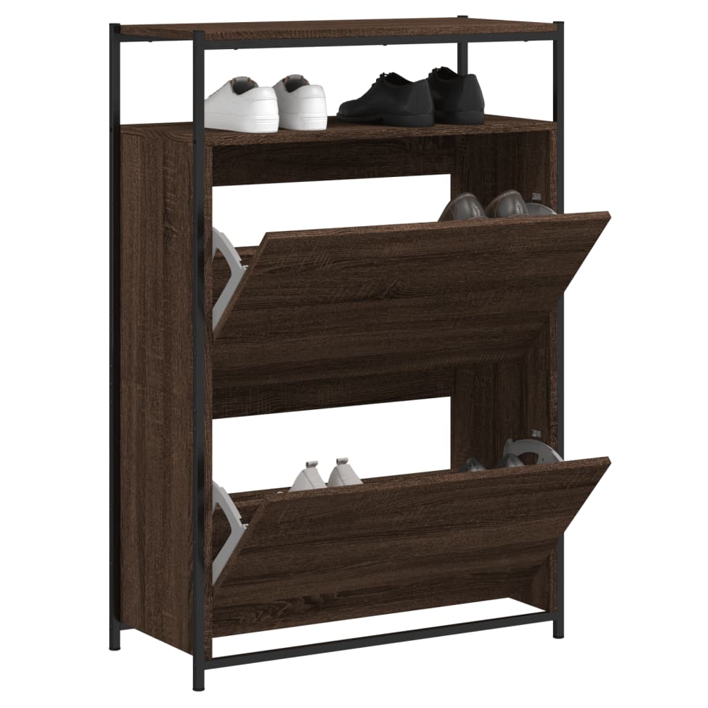vidaXL Παπουτσοθήκη Καφέ Δρυς 75x34x112 εκ. από Επεξεργασμένο Ξύλο