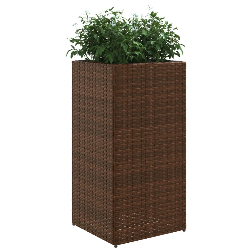 vidaXL Ζαρντινιέρα Κήπου Καφέ 40x40x80 εκ. από Συνθετικό Ρατάν