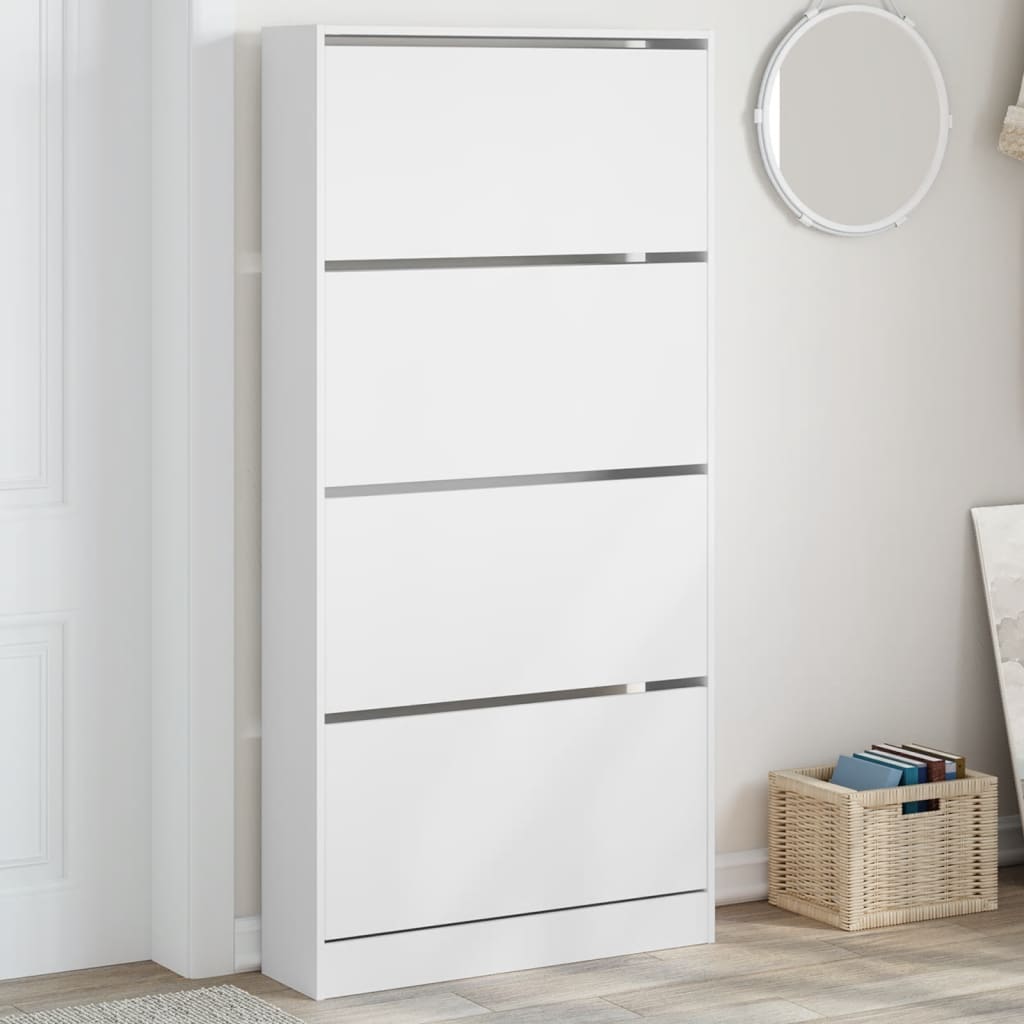 vidaXL Παπουτσοθήκη με 4 Ανακλινόμενα Συρτάρια Λευκή 80x21x163,5 εκ.