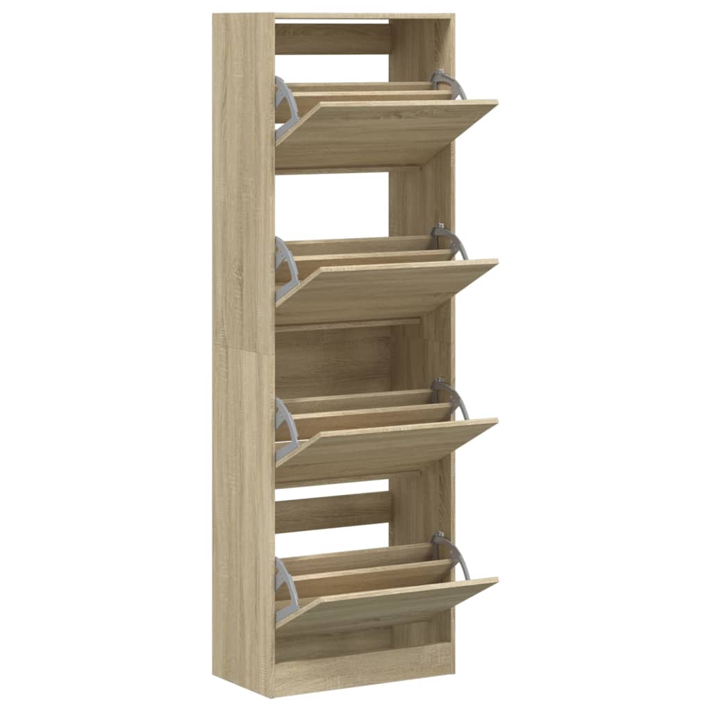 vidaXL Παπουτσοθήκη με 4 Ανακλ. Συρτάρια Sonoma Δρυς 60x34x187,5 εκ.