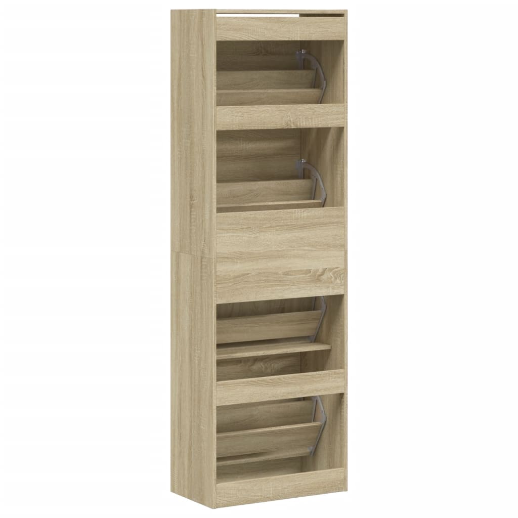 vidaXL Παπουτσοθήκη με 4 Ανακλ. Συρτάρια Sonoma Δρυς 60x34x187,5 εκ.