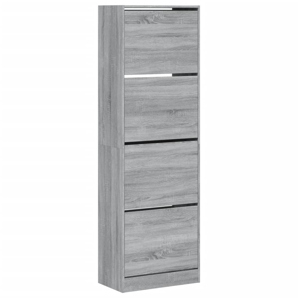 vidaXL Παπουτσοθήκη με 4 Ανακλ. Συρτάρια Γκρι Sonoma 60x34x187,5 εκ.