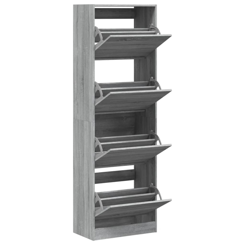 vidaXL Παπουτσοθήκη με 4 Ανακλ. Συρτάρια Γκρι Sonoma 60x34x187,5 εκ.