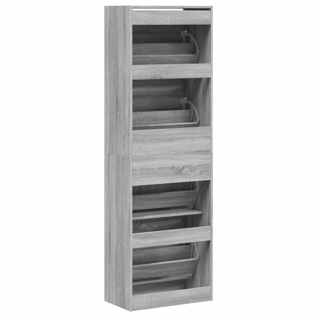 vidaXL Παπουτσοθήκη με 4 Ανακλ. Συρτάρια Γκρι Sonoma 60x34x187,5 εκ.
