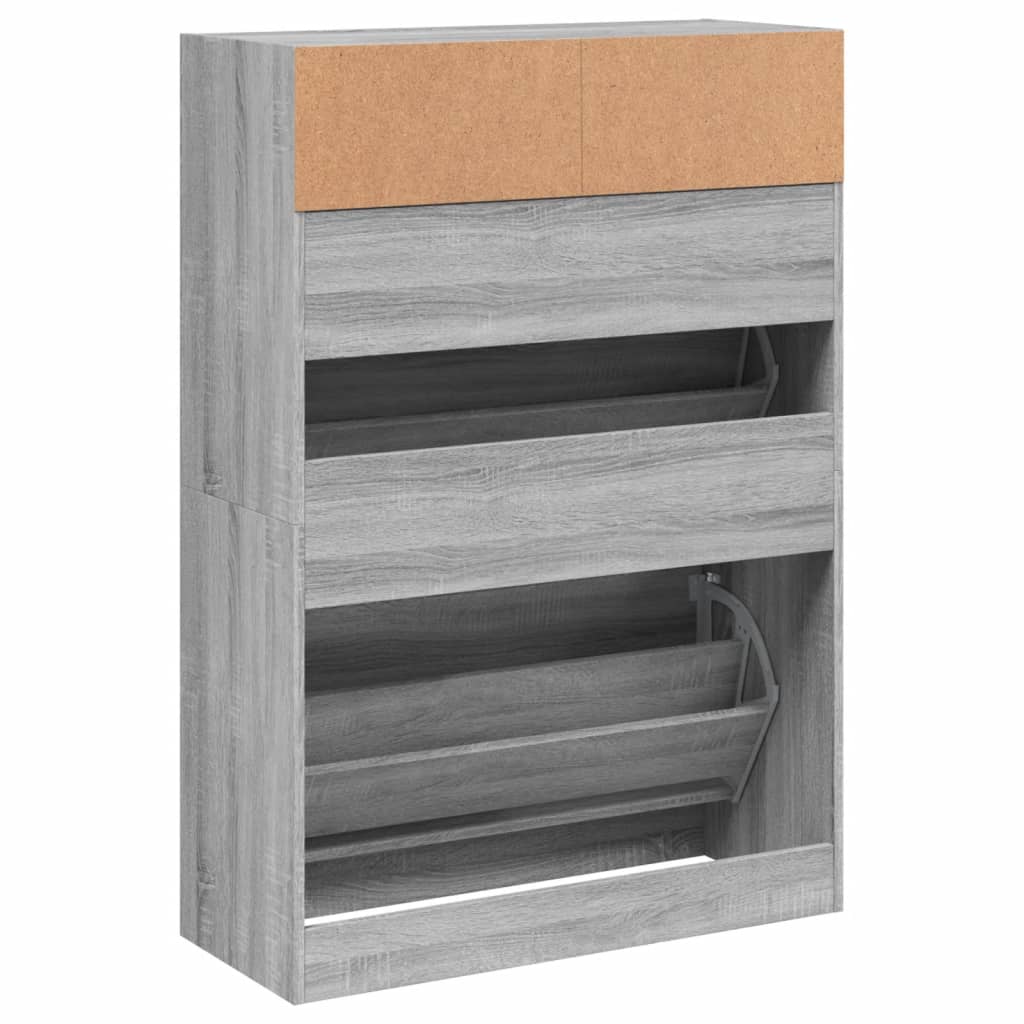 vidaXL Παπουτσοθήκη με 2 Ανακλ. Συρτάρια Γκρι Sonoma 80x34x116 εκ.
