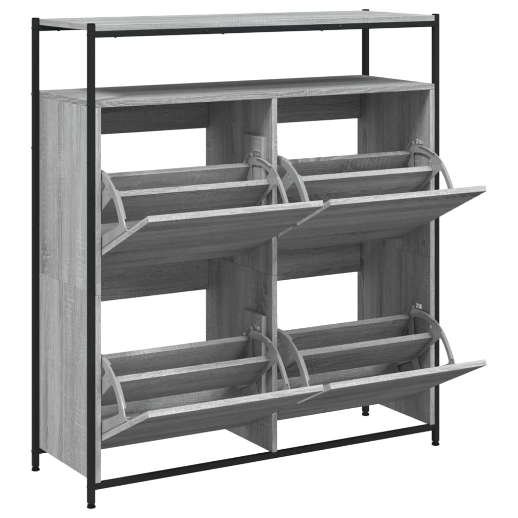 vidaXL Παπουτσοθήκη με 4 Ανακλ. Συρτάρια Γκρι Sonoma 100x34x112 εκ.