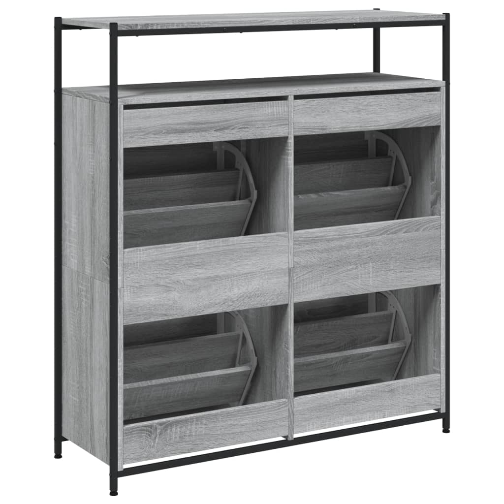 vidaXL Παπουτσοθήκη με 4 Ανακλ. Συρτάρια Γκρι Sonoma 100x34x112 εκ.