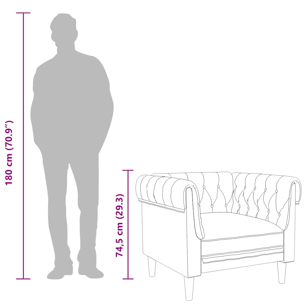 vidaXL Πολυθρόνα Chesterfield Μπλε Υφασμάτινη