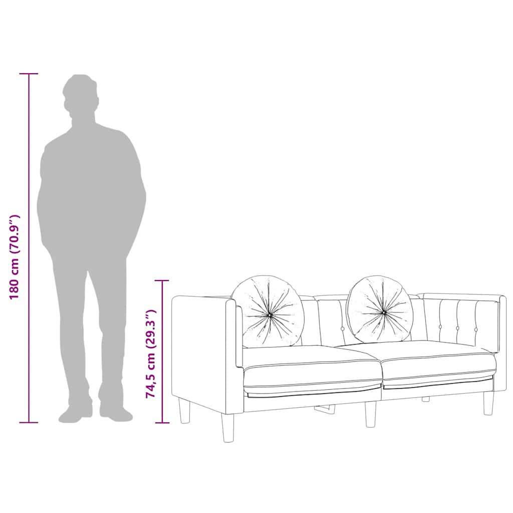 vidaXL Καναπές Διθέσιος Κίτρινο από Βελούδο με Μαξιλάρια