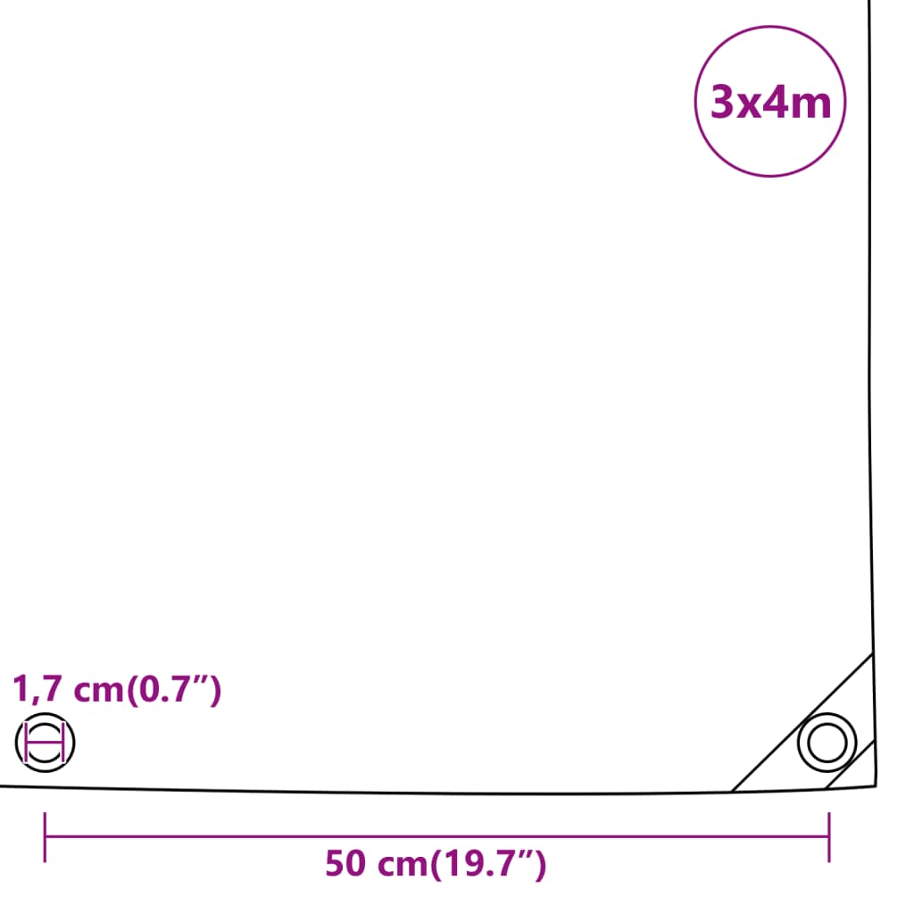 vidaXL Μουσαμάς Ανθρακί 650 γρ./μ.² 3x4 μ.