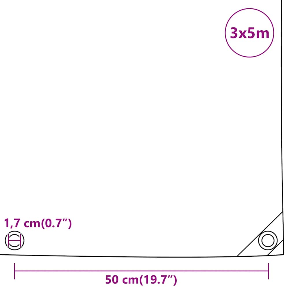 vidaXL Μουσαμάς Ανθρακί 650 γρ./μ.² 3x5 μ.