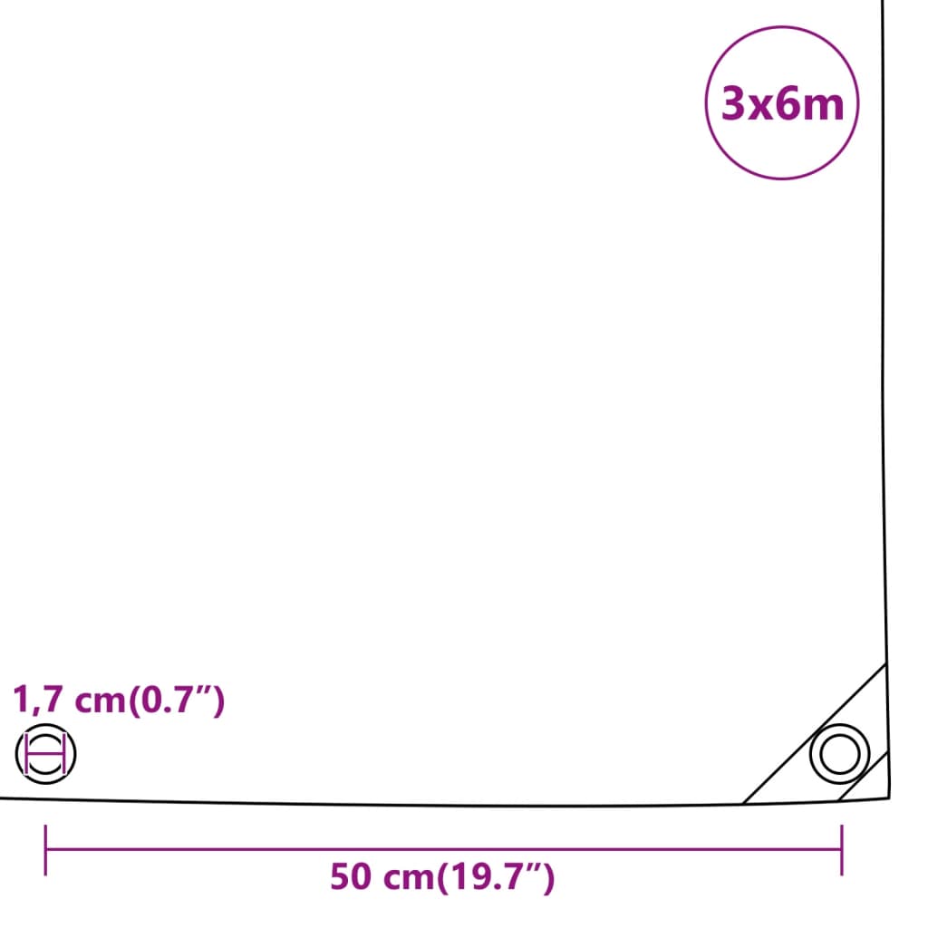 vidaXL Μουσαμάς Ανθρακί 650 γρ./μ.² 3x6 μ.