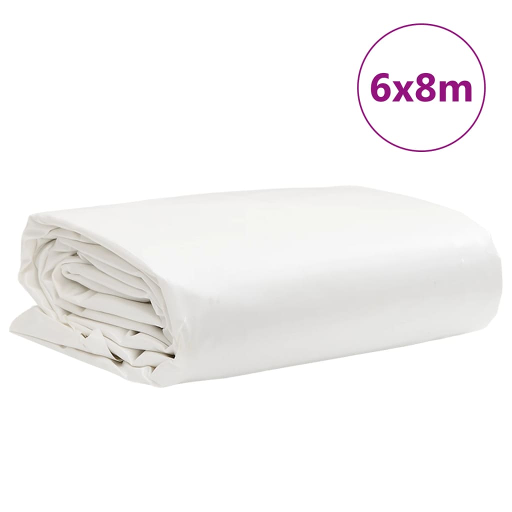 vidaXL Μουσαμάς Λευκός 6 x 8 μ. 650 γρ./μ²