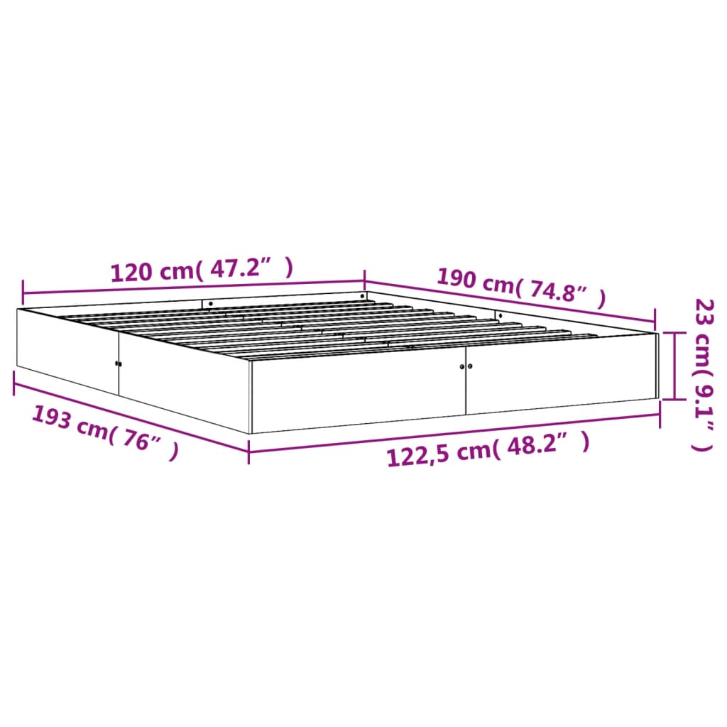 vidaXL Σκελετός Κρεβ. Χωρίς Στρώμα Καφέ Κεριού 120x190 εκ Μασίφ Πεύκο