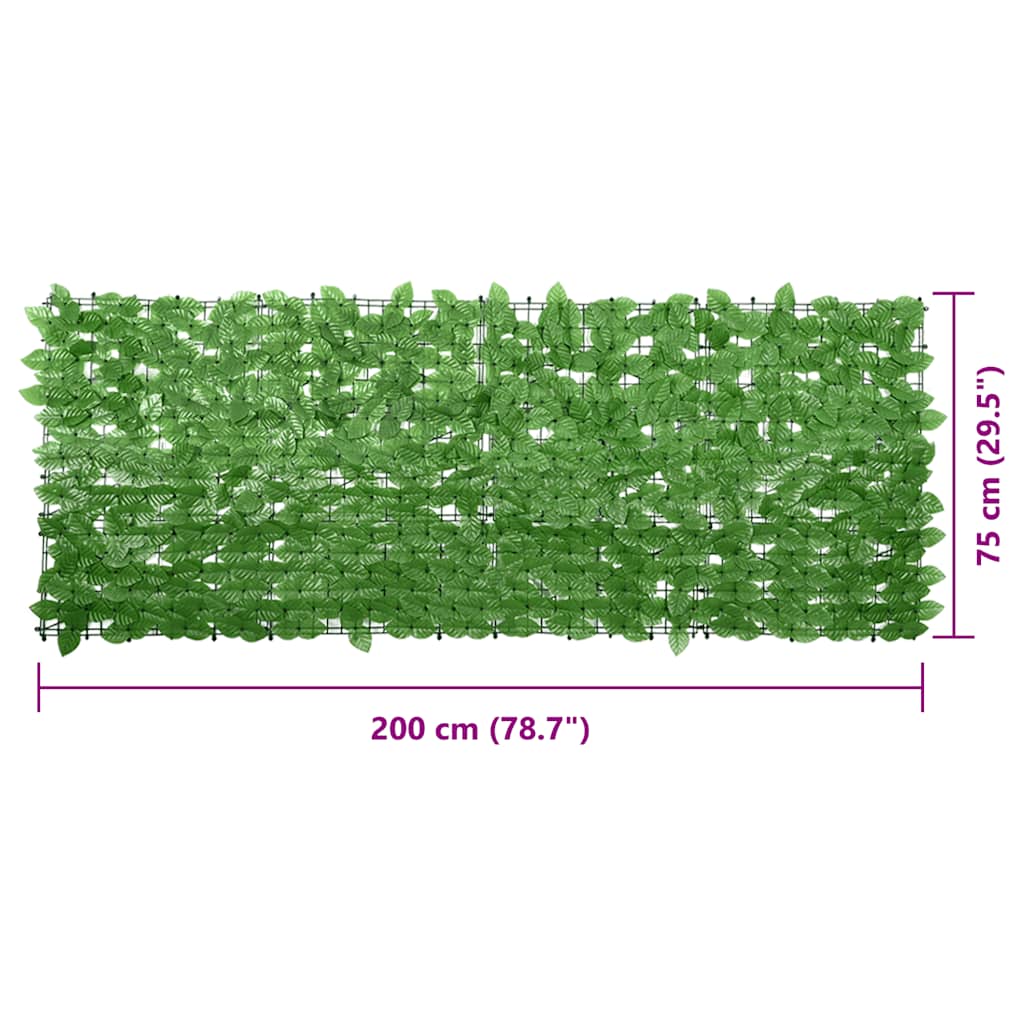 vidaXL Διαχωριστικό Βεράντας με Φύλλα Πράσινο 200 x 75 εκ.