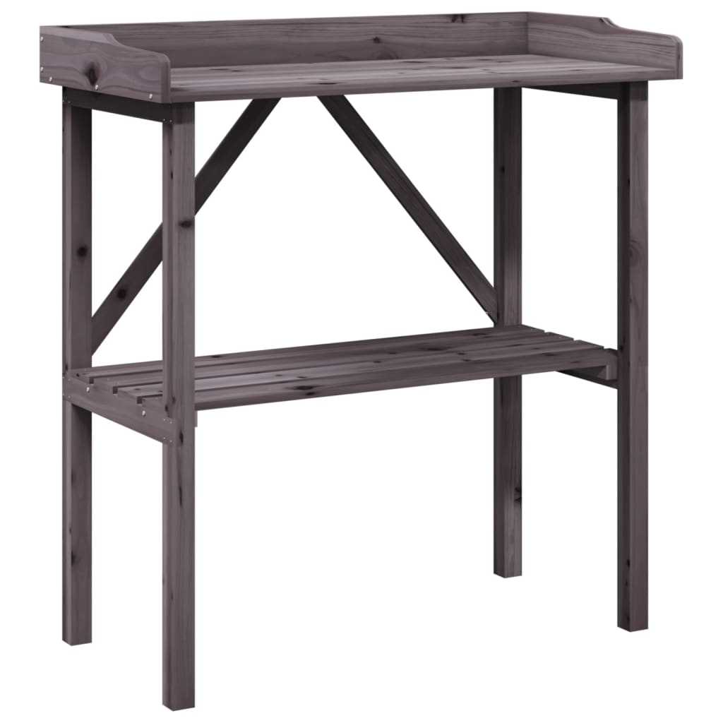 vidaXL Τραπέζι Φυτών με Ράφι Γκρι 78x38x82,5εκ. από Μασίφ Ξύλο Ελάτης