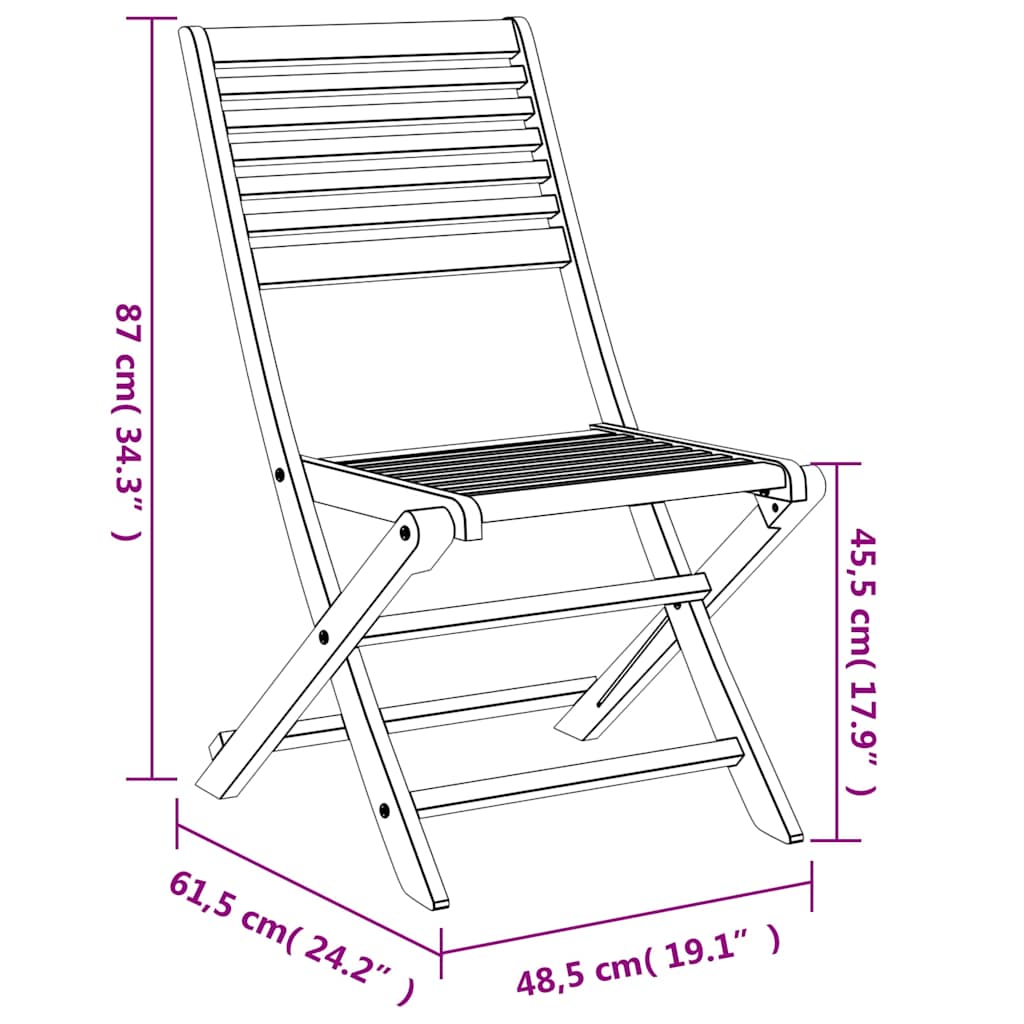 vidaXL Καρέκλες Κήπου Πτυσσόμενες 6 τεμ 48,5x61,5x87 εκ. Μασίφ Ακακία