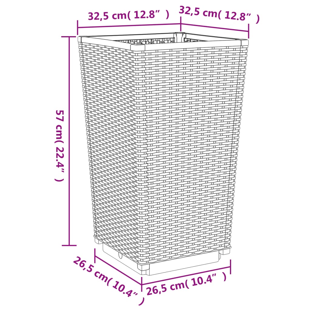 vidaXL Ζαρντινιέρες 2 τεμ. Αν. Γκρι 32,5x32,5x57 εκ. Πολυπροπυλένιο