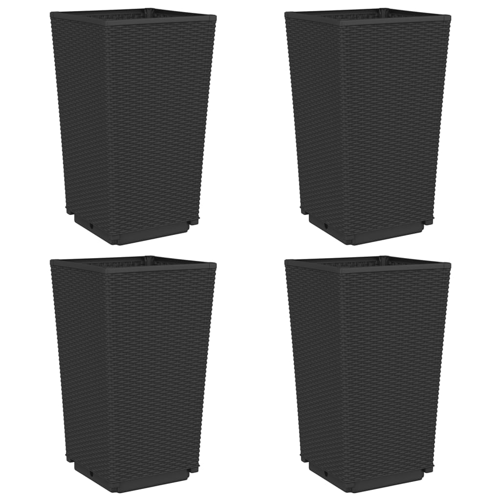 vidaXL Ζαρντινιέρες Κήπου 4 τεμ. Μαύρο 32,5x32,5x57 εκ. Πολυπροπυλένιο