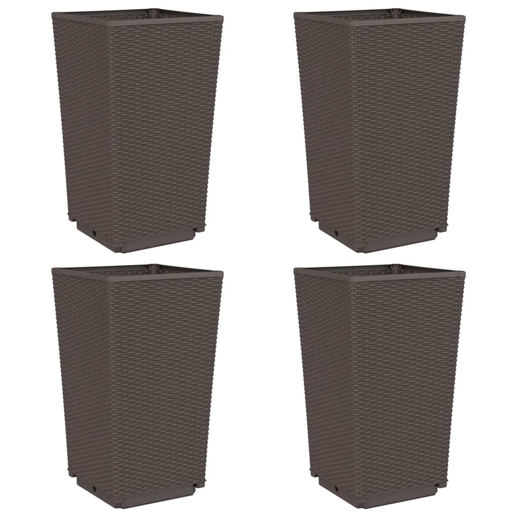 vidaXL Ζαρντινιέρες Κήπου 4 τεμ. Καφέ 32,5x32,5x57 εκ. Πολυπροπυλένιο