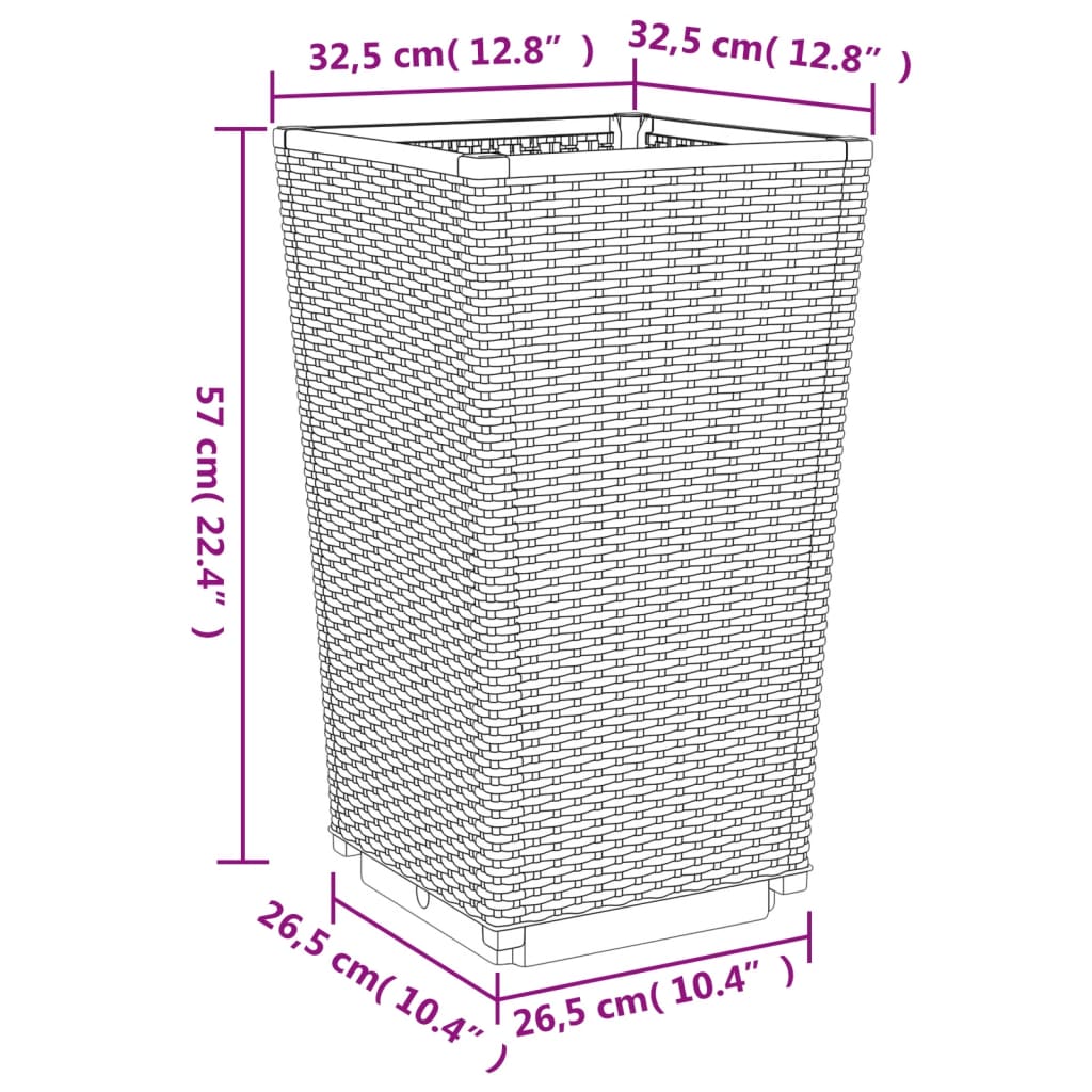 vidaXL Ζαρντινιέρες Κήπου 4 τεμ. Καφέ 32,5x32,5x57 εκ. Πολυπροπυλένιο