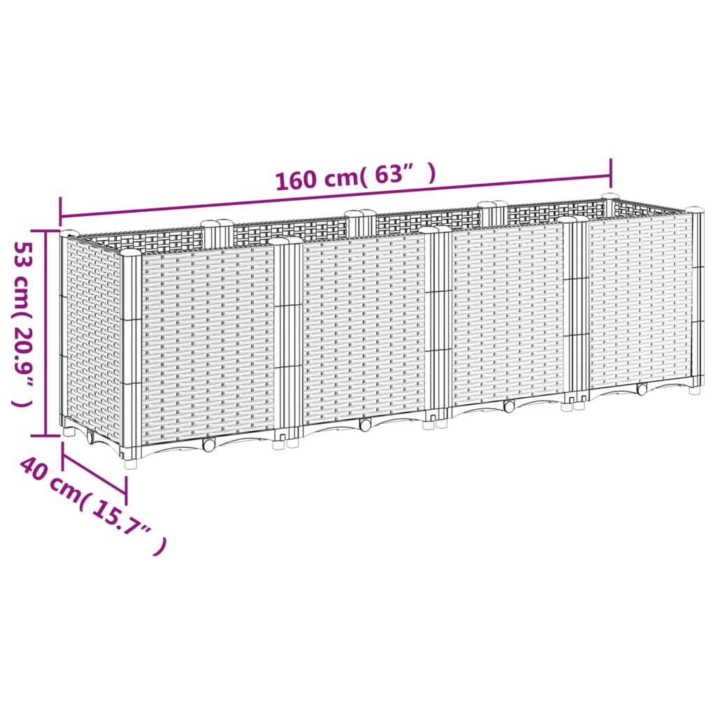 vidaXL Ζαρντινιέρα Κήπου Λευκή 160x40x53 εκ. Πολυπροπυλένιο