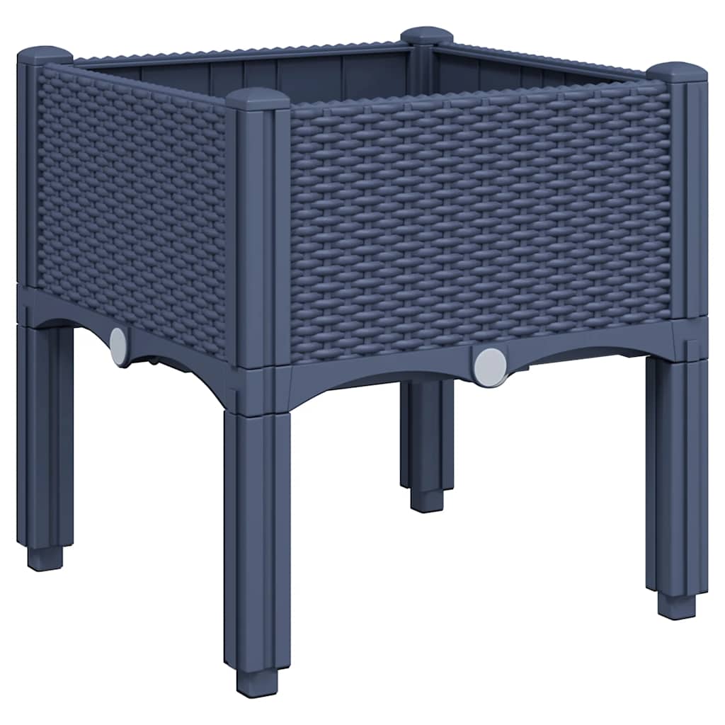 vidaXL Ζαρντινιέρα Κήπου με Πόδια Μπλε Γκρι 40x40x42 εκ. από Πολυπροπυλένιο