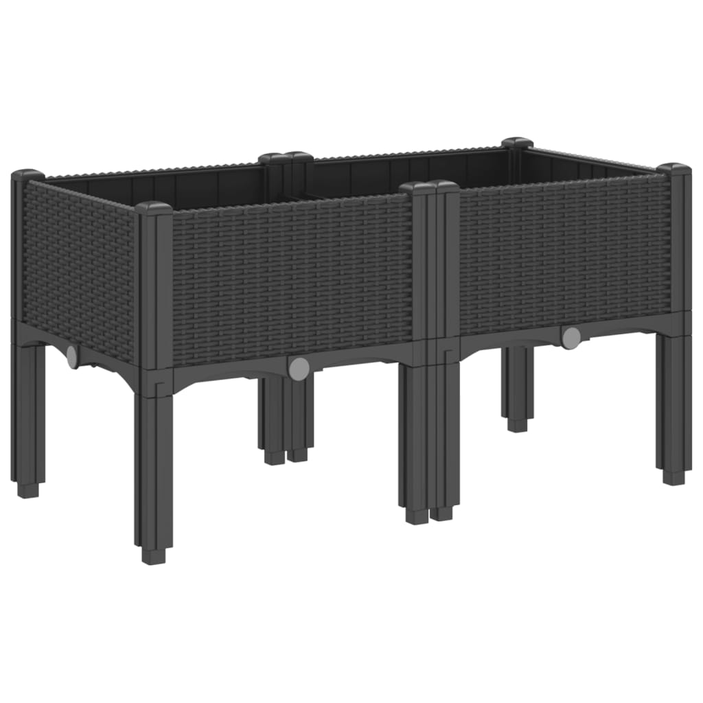vidaXL Ζαρντινιέρα Κήπου με Πόδια Μαύρη 80x40x42 εκ. Πολυπροπυλένιο
