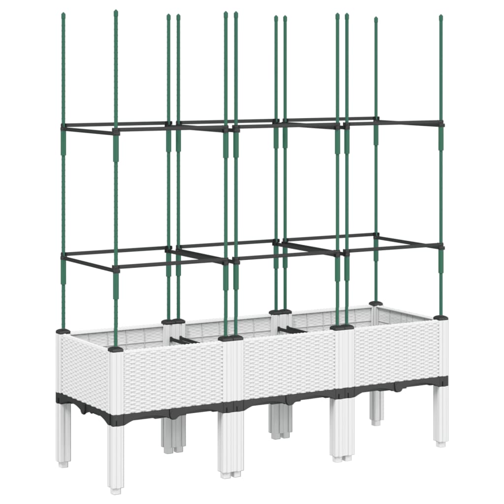 vidaXL Ζαρντινιέρα Κήπου με Καφασωτό Λευκή 120x40x142,5 εκ. από PP