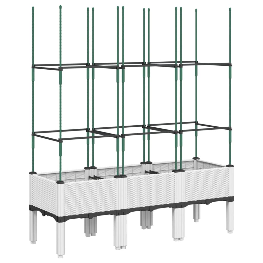 vidaXL Ζαρντινιέρα Κήπου με Καφασωτό Λευκή 120x40x142,5 εκ. από PP