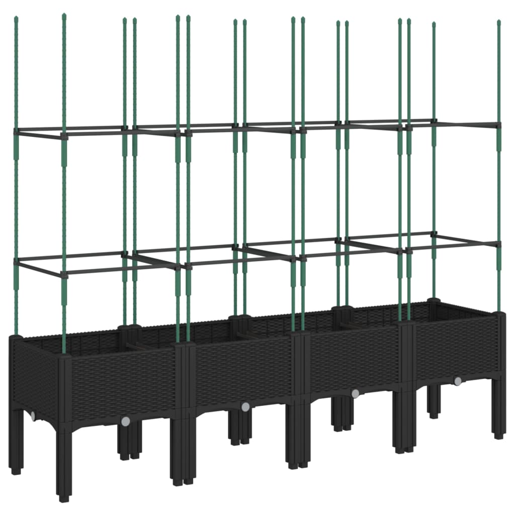 vidaXL Ζαρντινιέρα Κήπου με Καφασωτό Μαύρο 160 x 40 x 142,5 εκ. από PP