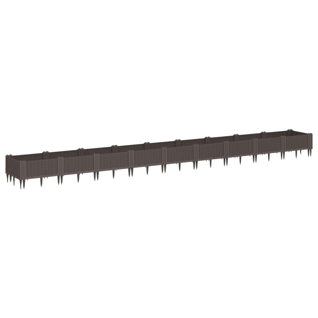 vidaXL Ζαρντινιέρα με Πασσάλους Καφέ 362,5x42,5x28,5εκ. Πολυπροπυλένιο