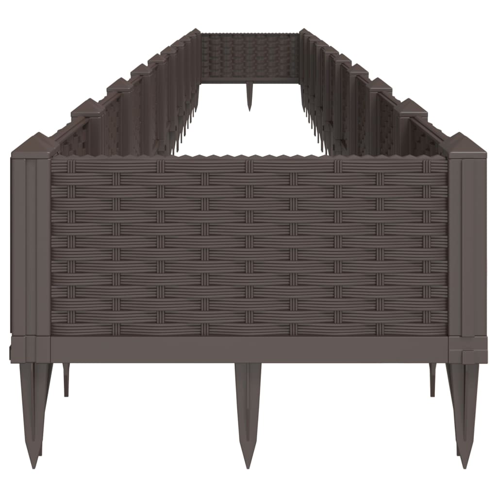 vidaXL Ζαρντινιέρα με Πασσάλους Καφέ 362,5x42,5x28,5εκ. Πολυπροπυλένιο