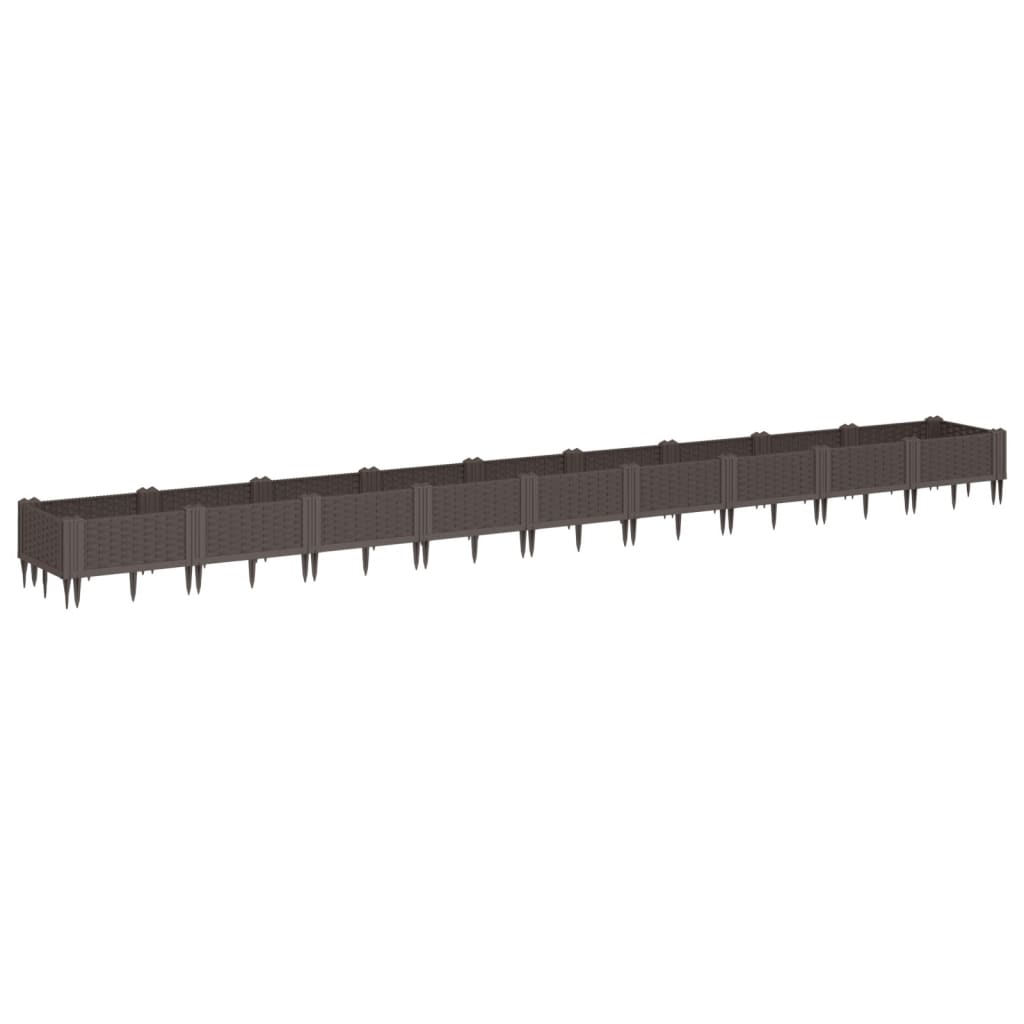vidaXL Ζαρντινιέρα με Πασσάλους Καφέ 362,5x42,5x28,5εκ. Πολυπροπυλένιο