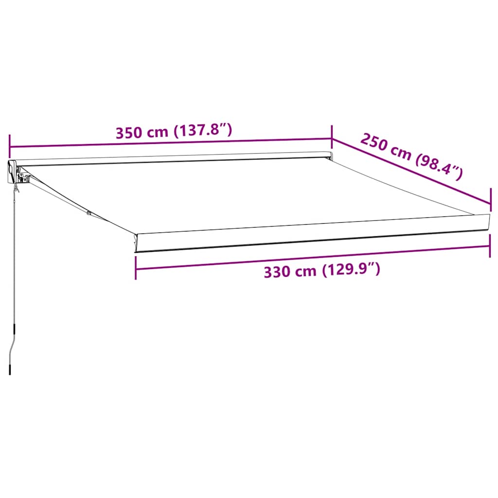 vidaXL Τέντα Πτυσσόμενη Χειροκίνητη Καφέ 350x250 εκ.