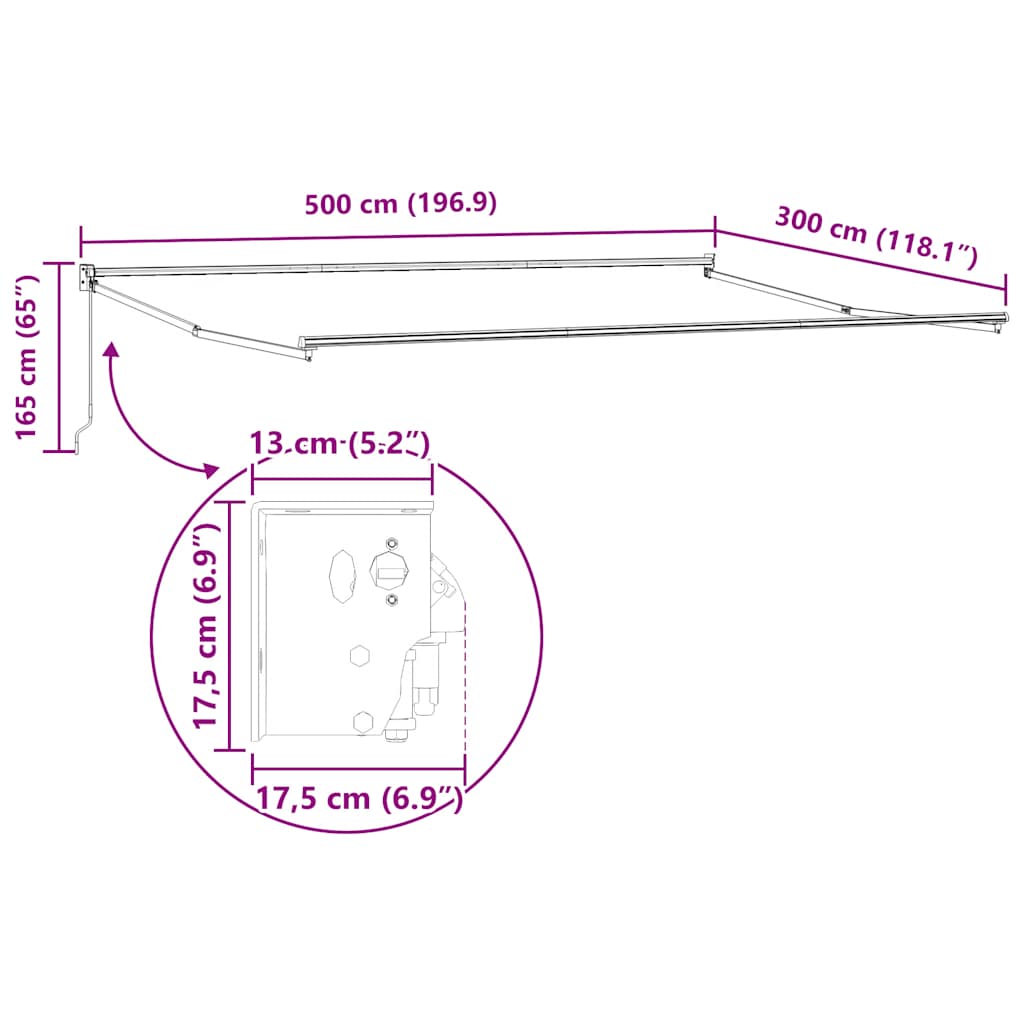 vidaXL Τέντα Πτυσσόμενη Ανθρακί και Λευκή 5x3 μ. Ύφασμα και Αλουμίνιο