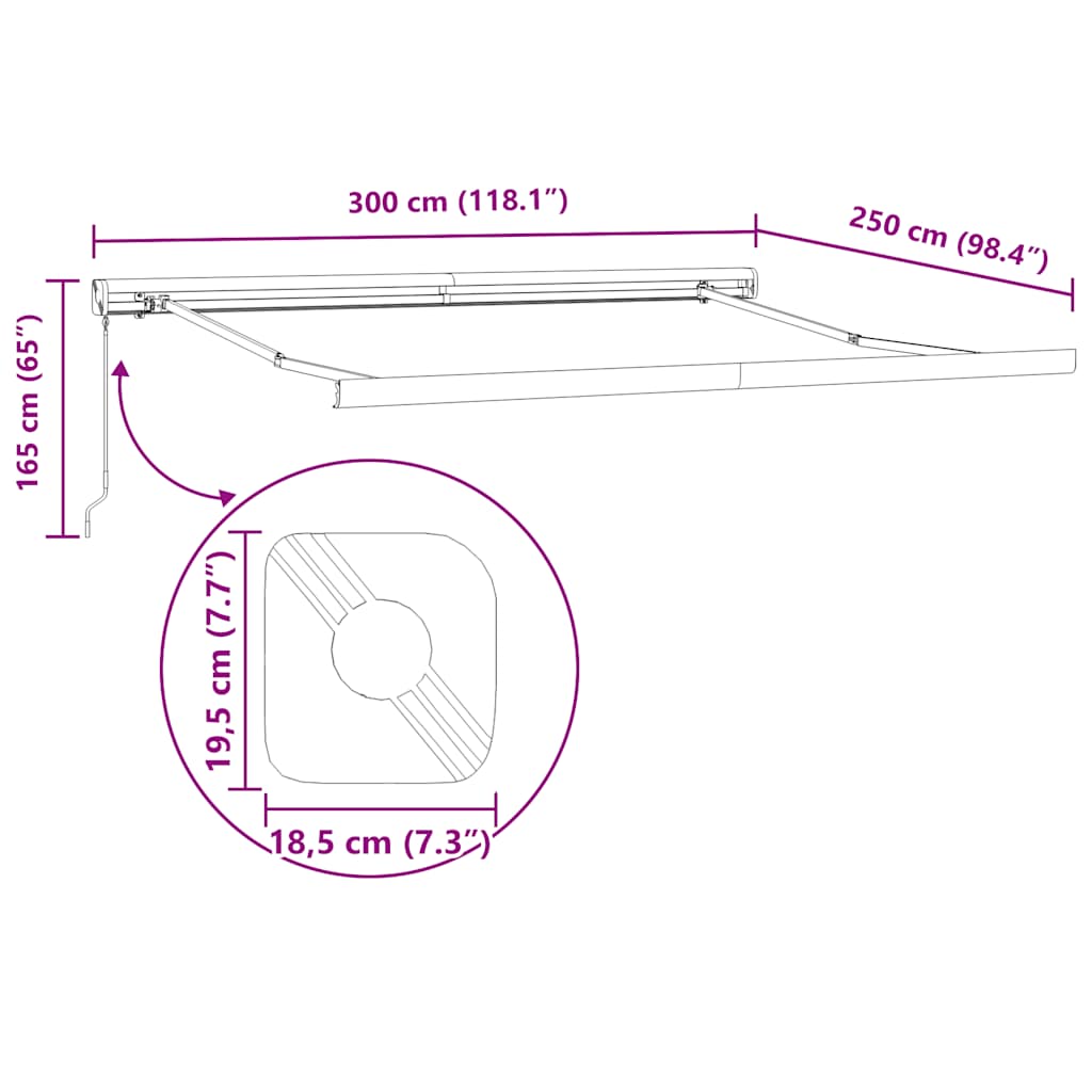 vidaXL Τέντα Πτυσσόμενη Ανθρακί / Λευκή 3 x 2,5 μ. Ύφασμα / Αλουμίνιο