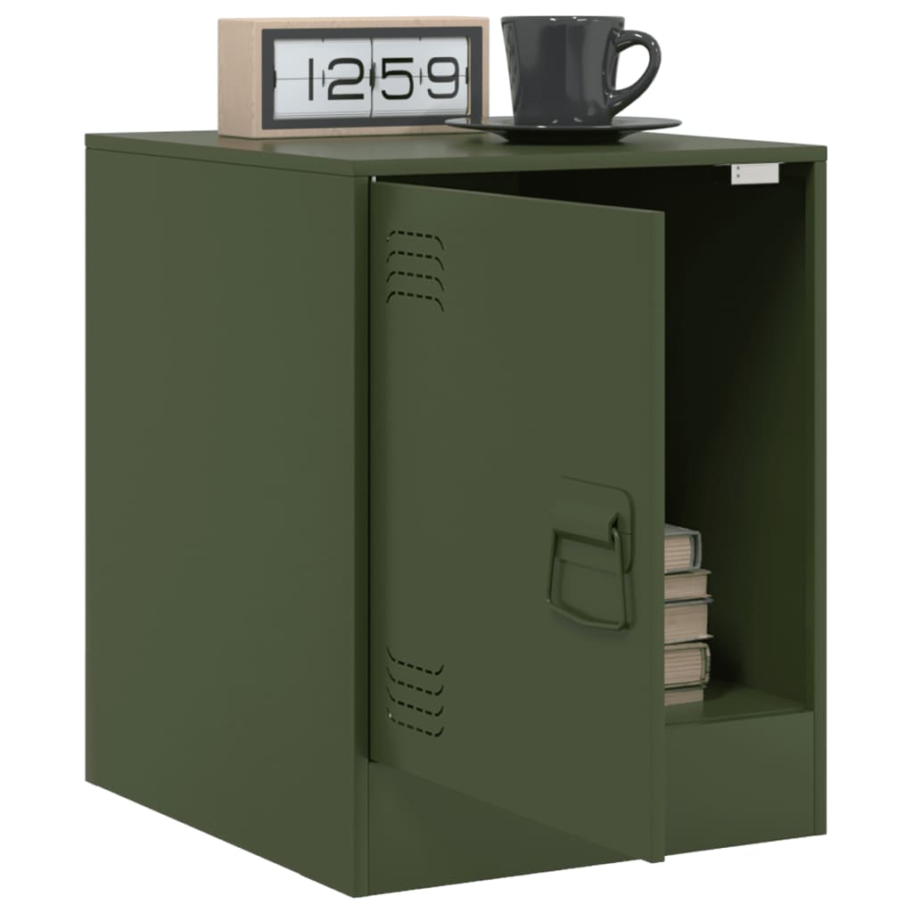 vidaXL Κομοδίνα 2 τεμ. Πράσινο Λαδί 34,5x39x44 εκ. από Χάλυβα