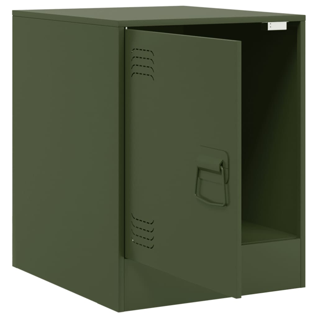 vidaXL Κομοδίνα 2 τεμ. Πράσινο Λαδί 34,5x39x44 εκ. από Χάλυβα