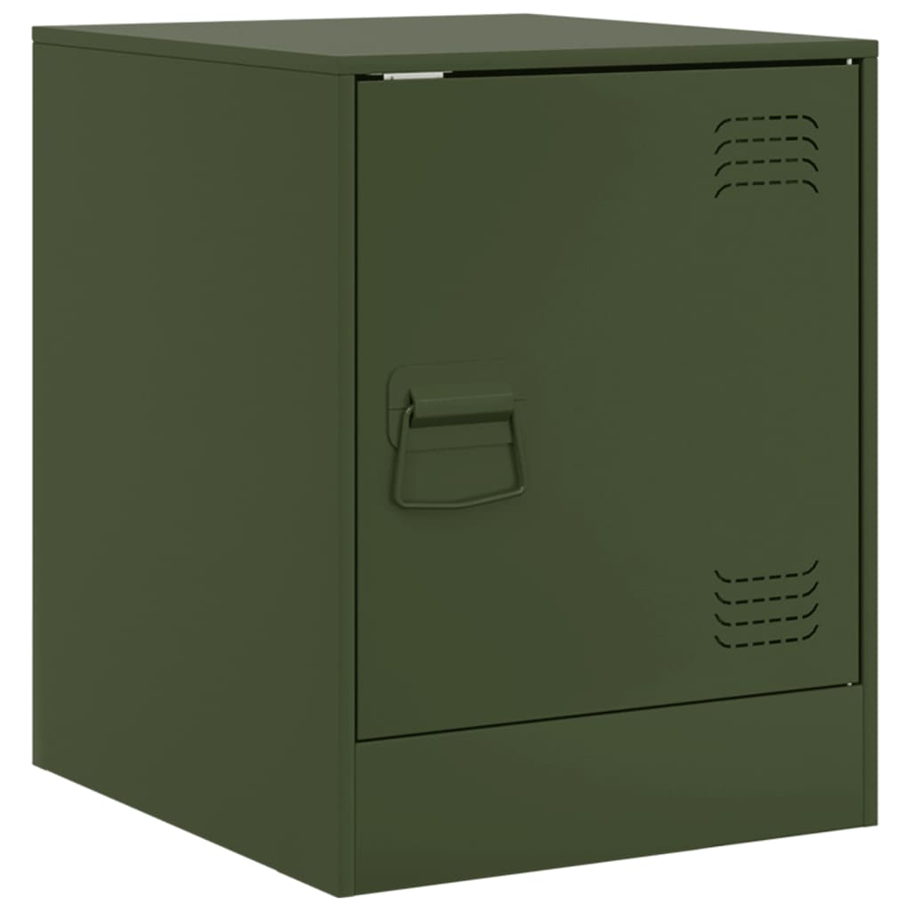 vidaXL Κομοδίνα 2 τεμ. Πράσινο Λαδί 34,5x39x44 εκ. από Χάλυβα