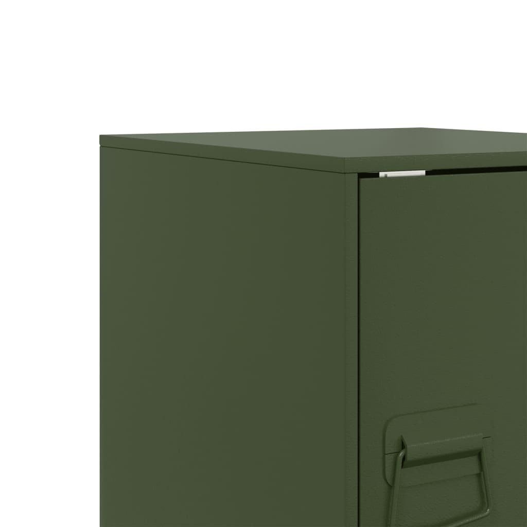 vidaXL Κομοδίνα 2 τεμ. Πράσινο Λαδί 34,5x39x44 εκ. από Χάλυβα