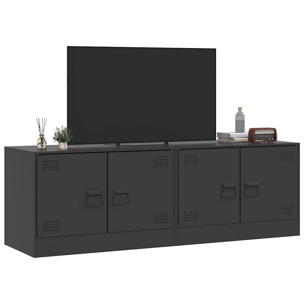 vidaXL Έπιπλα Τηλεόρασης 2 τεμ. Μαύρο 67 x 39 x 44 εκ. από Χάλυβα