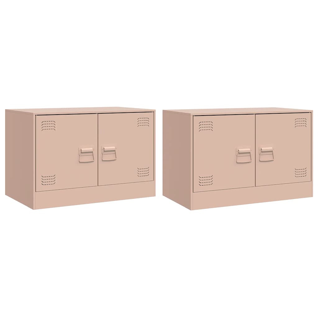 vidaXL Έπιπλα Τηλεόρασης 2 τεμ. Ροζ 67 x 39 x 44 εκ. από Χάλυβα