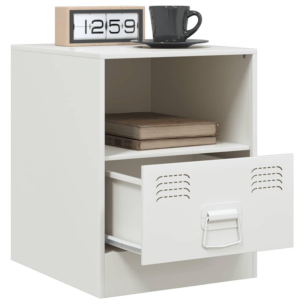 vidaXL Κομοδίνο Λευκό 34,5 x 39 x 44 εκ. από Χάλυβα