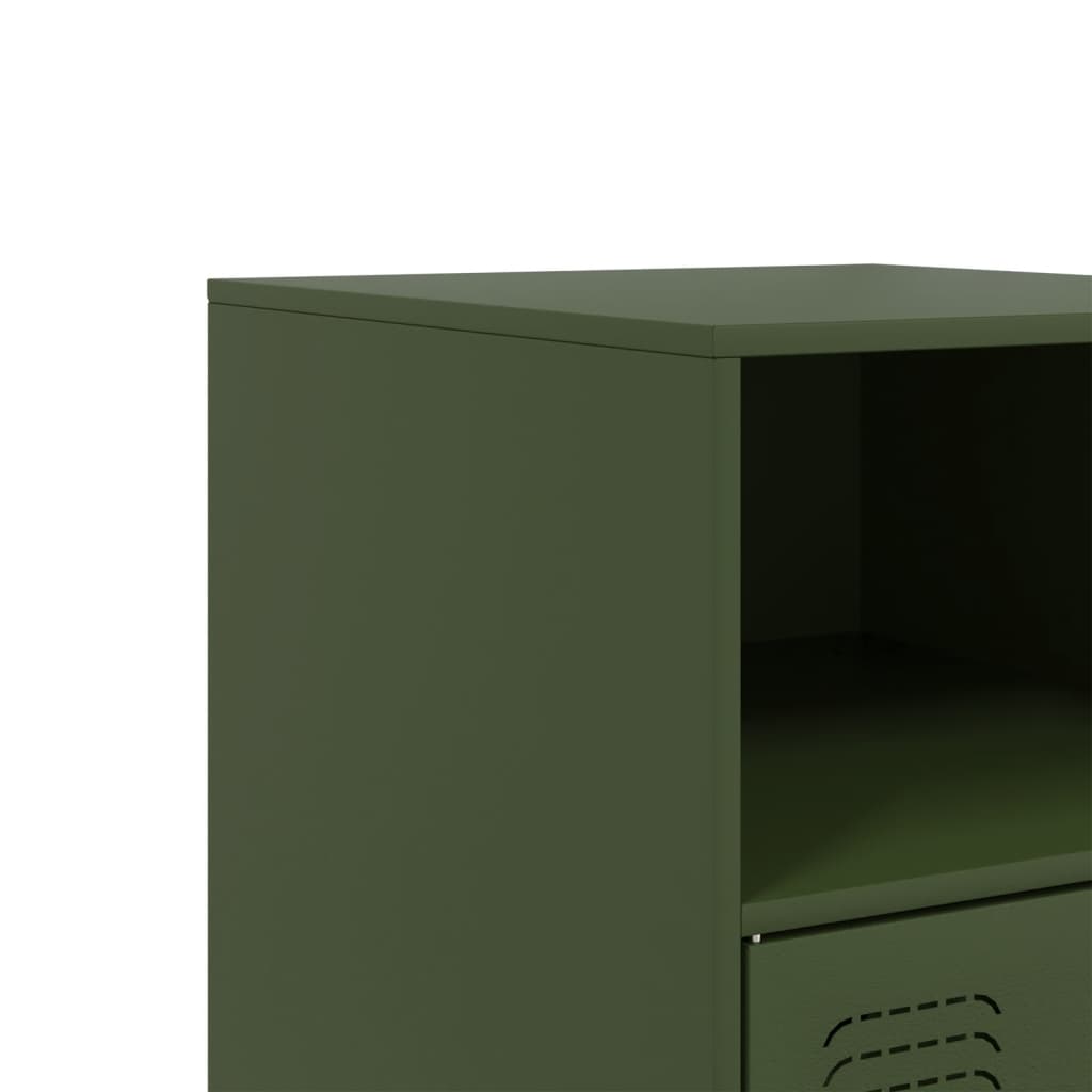 vidaXL Κομοδίνο Πράσινο Λαδί 34,5x39x62 εκ. από Χάλυβα